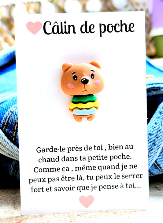 Câlin de poche ourson pull rayé ref:A